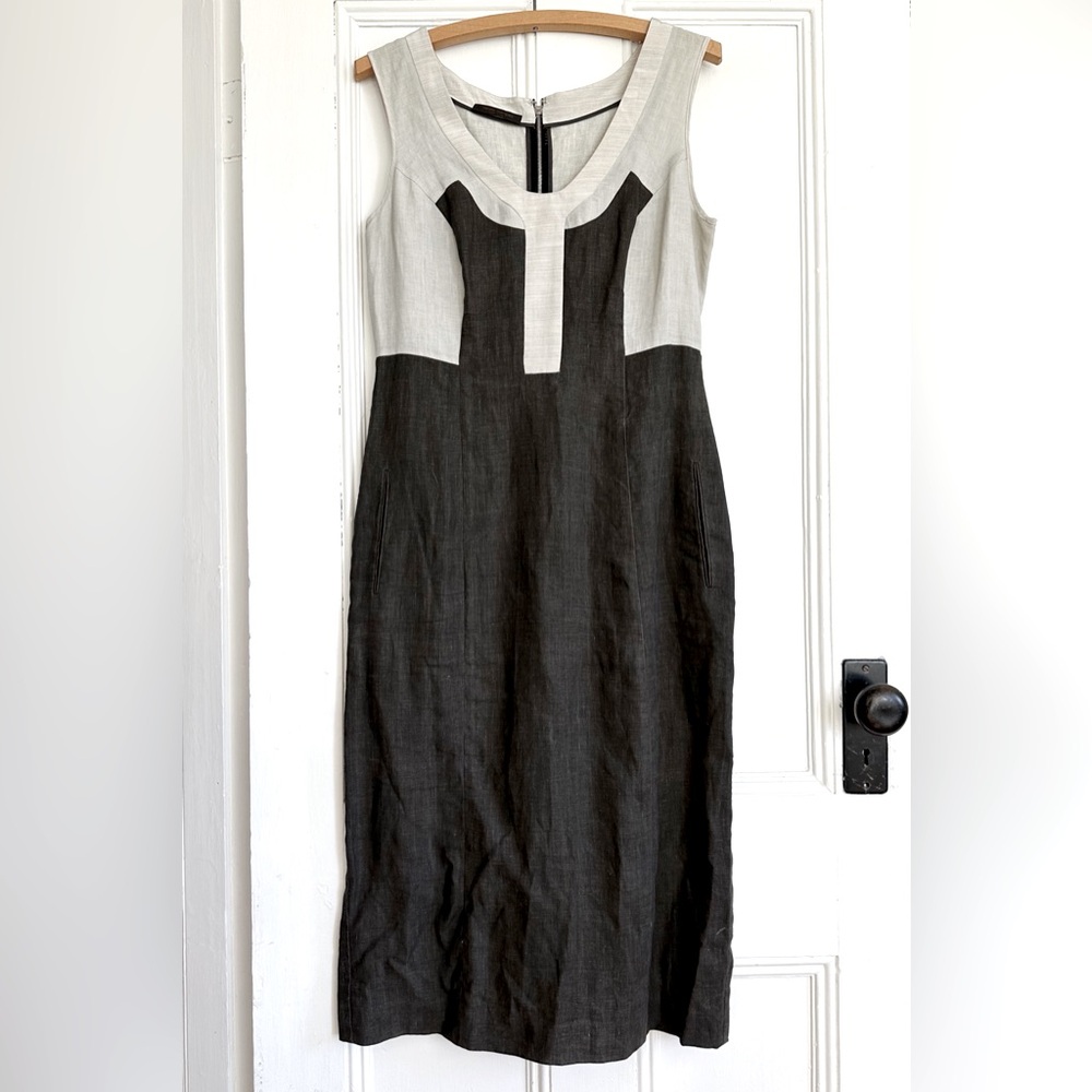 Narciso Rodriguez Linen Colour-block Shift Dress. Size 6